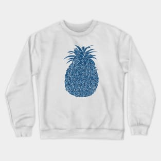 Sapphire Blue Glitter Filled Pineapple Design Crewneck Sweatshirt